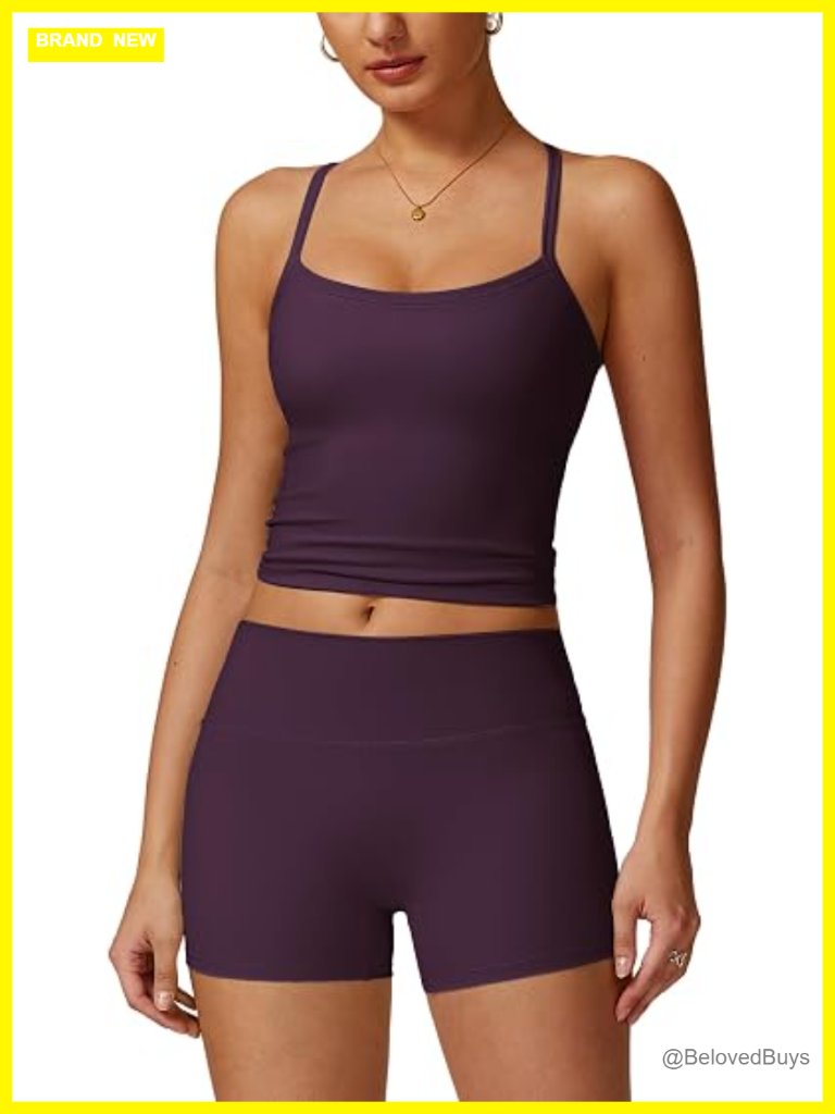 2 Piece Workout Tank Top & High Waist Biker Shorts Set